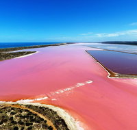 Pink Lake Aerial Flyover from Geraldton - QLD Tourism